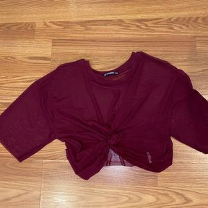 SHEIN Burgundy Mesh Top